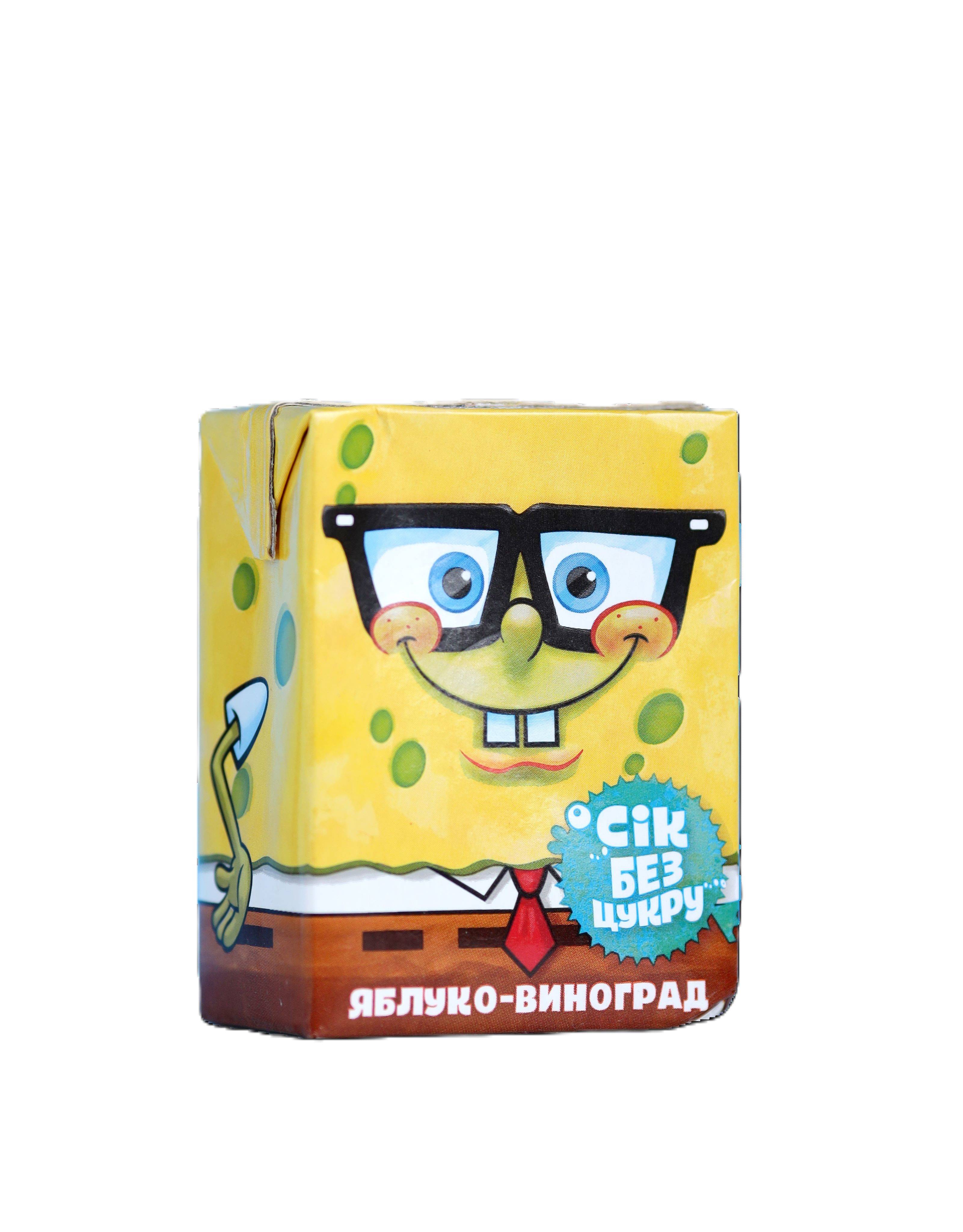 Сік яблучно-виноградний відновлений, освітлений ТМ "Sponge Bob" без доданого цукру 0,2л